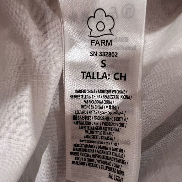 FARM Rio Mary's Tiles Embroidered Detail Linen White Midi Dress Size Small - Picture 11 of 14